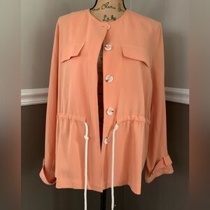 PERSPECTIVE ADIELES Tencel blend apricot color ladies lightweight blazer size 40